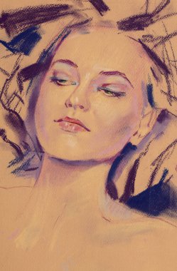 Yağlı boya kadın yüzü.