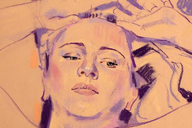 Yağlı boya kadın yüzü.