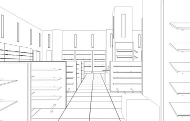 modern iç görselleştirme, 3 boyutlu illüstrasyon