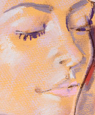 Yağlı boya kadın yüzü.