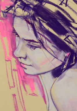 Yağlı boya kadın yüzü.