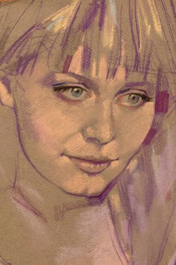 Yağlı boya kadın yüzü.