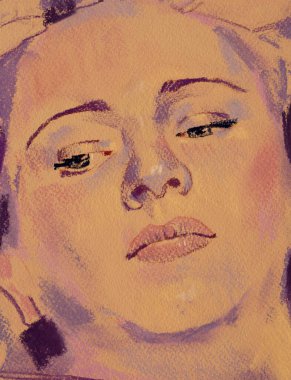 Yağlı boya kadın yüzü.