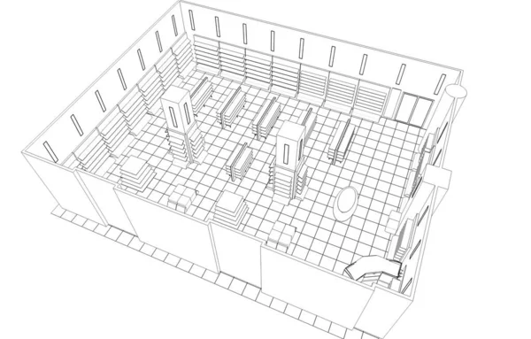 Modern Interieur Visualisatie Illustratie — Stockfoto