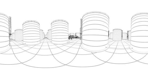 Olieraffinaderij Chemische Productie Afvalverwerkingsinstallatie Visualisatie Van Buitenaf Illustratie — Stockfoto
