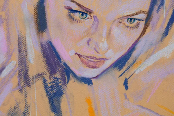 Peinture Huile Visage Femme — Photo