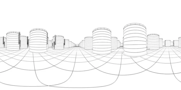 Refinaria Petróleo Produção Química Planta Processamento Resíduos Visualização Exterior Ilustração — Fotografia de Stock