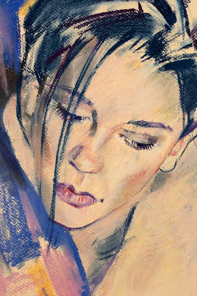 Yağlı boya kadın yüzü.