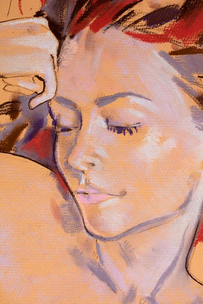 Yağlı boya kadın yüzü.