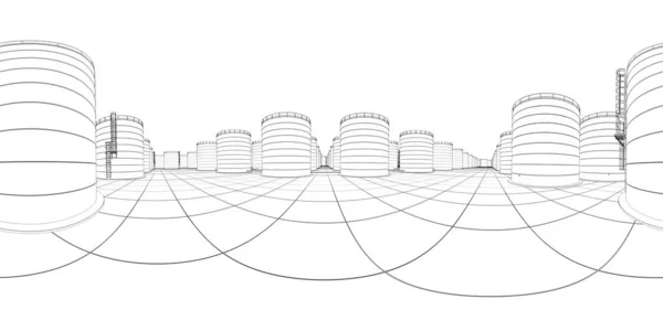 Olieraffinaderij Chemische Productie Afvalverwerkingsinstallatie Visualisatie Van Buitenaf Illustratie — Stockfoto