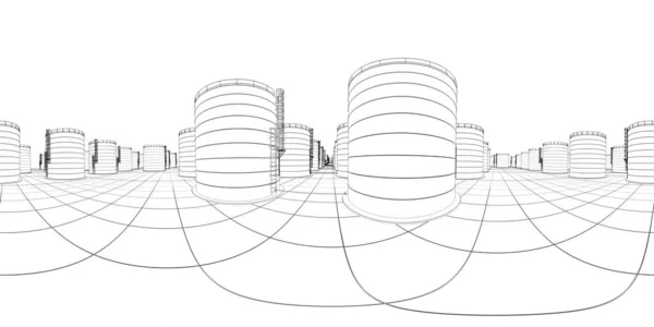 Διυλιστήριο Πετρελαίου Χημική Παραγωγή Μονάδα Επεξεργασίας Αποβλήτων Εξωτερική Απεικόνιση Τρισδιάστατη — Φωτογραφία Αρχείου