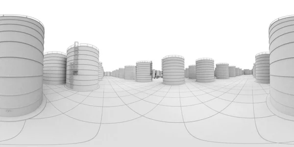 Нефтеперерабатывающий Завод Химическое Производство Завод Переработке Отходов Внешняя Визуализация Иллюстрация — стоковое фото
