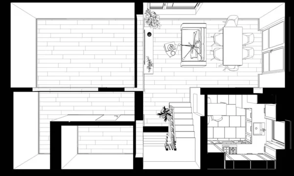 Visualización Interior Moderna Ilustración —  Fotos de Stock