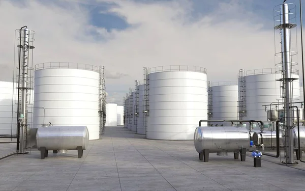 Raffineria Petrolio Produzione Chimica Impianto Trattamento Dei Rifiuti Visualizzazione Esterna — Foto Stock