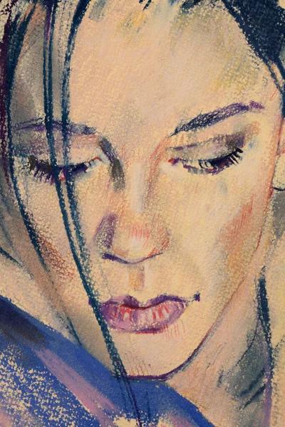 Yağlı boya kadın yüzü.