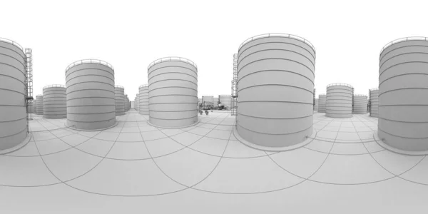 Refinaria Petróleo Produção Química Planta Processamento Resíduos Visualização Exterior Ilustração — Fotografia de Stock