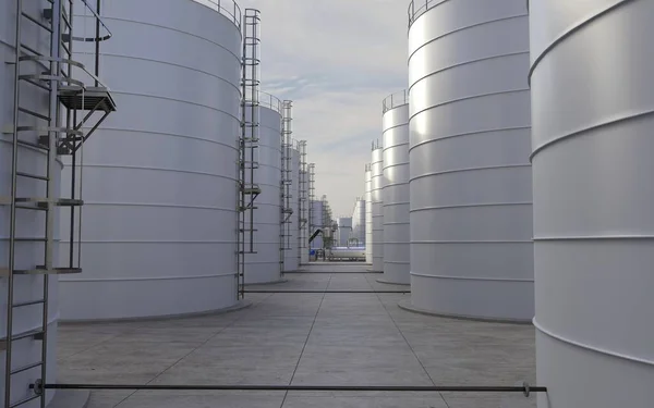 Raffineria Petrolio Produzione Chimica Impianto Trattamento Dei Rifiuti Visualizzazione Esterna — Foto Stock