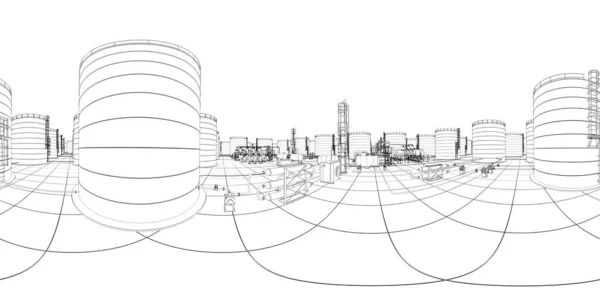 Raffinerie Pétrole Production Chimique Usine Traitement Des Déchets Visualisation Extérieure — Photo