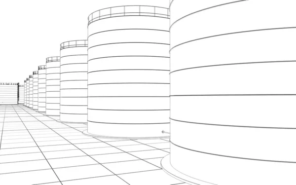 Refinería Petróleo Producción Química Planta Procesamiento Residuos Visualización Exterior Ilustración — Foto de Stock