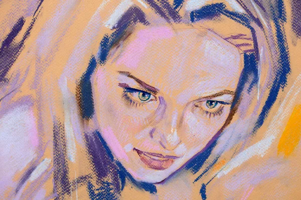 Pittura Olio Della Faccia Della Donna — Foto Stock