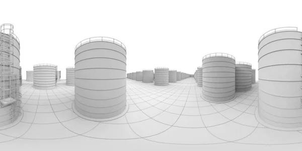 Refinaria Petróleo Produção Química Planta Processamento Resíduos Visualização Exterior Ilustração — Fotografia de Stock