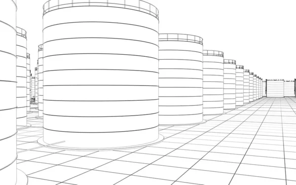 Refinería Petróleo Producción Química Planta Procesamiento Residuos Visualización Exterior Ilustración — Foto de Stock