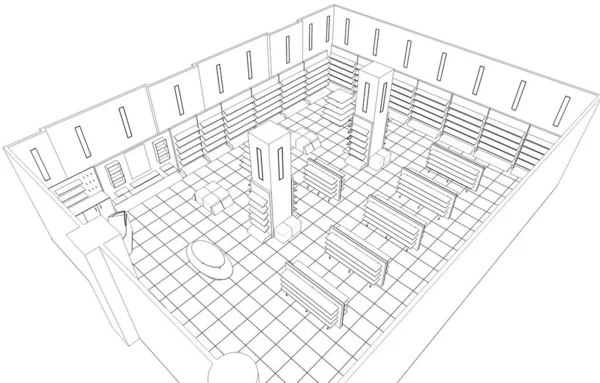 Modern Interiör Visualisering Illustration — Stockfoto