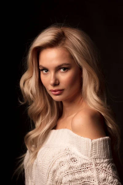 Blondes Haar Weibliches Modell Posiert Vor Der Kamera — Stockfoto