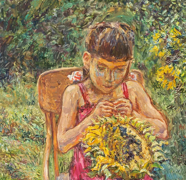 Schöne Malerei Von Kleinen Mädchen — Stockfoto