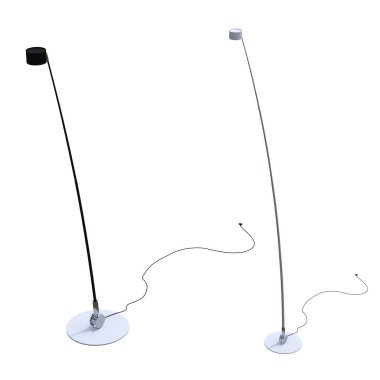 Beyaz arka planda izole edilmiş zemin lambaları, iç mobilyalar, üç boyutlu illüstrasyon                