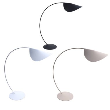 Beyaz arka planda izole edilmiş zemin lambaları, iç mobilyalar, üç boyutlu illüstrasyon                