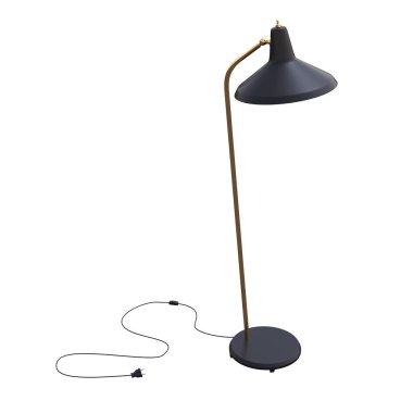 Beyaz arkaplanda izole edilmiş bir zemin lambasının 3D çizimi