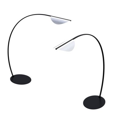 Beyaz arka planda izole edilmiş zemin lambaları, iç mobilyalar, üç boyutlu illüstrasyon                