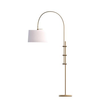 Beyaz arkaplanda izole edilmiş bir zemin lambasının 3D çizimi