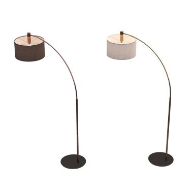 Beyaz arka planda izole edilmiş zemin lambaları, iç mobilyalar, üç boyutlu illüstrasyon                