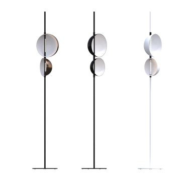 Beyaz arka planda izole edilmiş zemin lambaları, iç mobilyalar, üç boyutlu illüstrasyon                