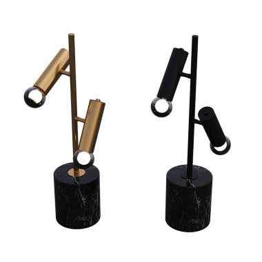 Beyaz arka planda izole edilmiş zemin lambaları, iç mobilyalar, üç boyutlu illüstrasyon                