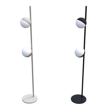 Beyaz arka planda izole edilmiş zemin lambaları, iç mobilyalar, üç boyutlu illüstrasyon                