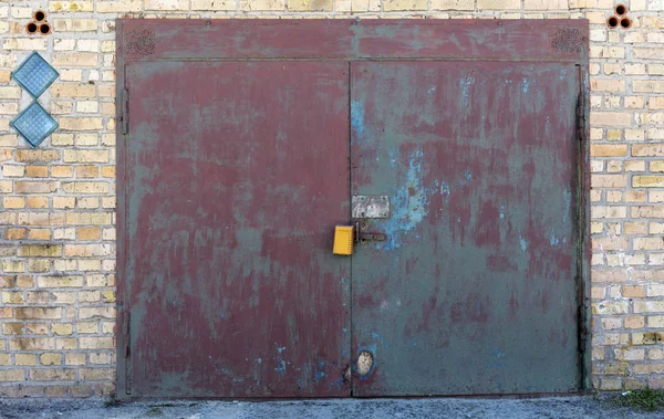 Old Metal Warehouse Door Hangar High Resolution Photo Textured Empty Stock Photo 266454980