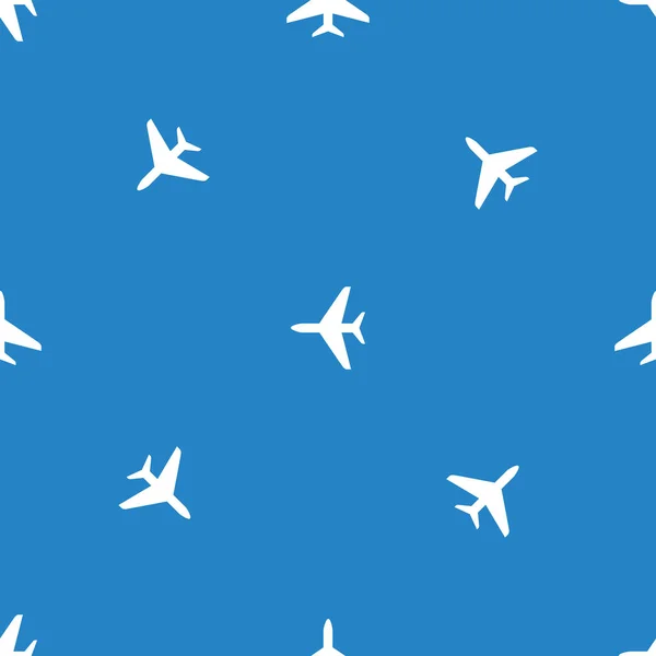 シームレスな飛行機のパターン。青の背景に飛んでいる飛行機. — ストックベクタ