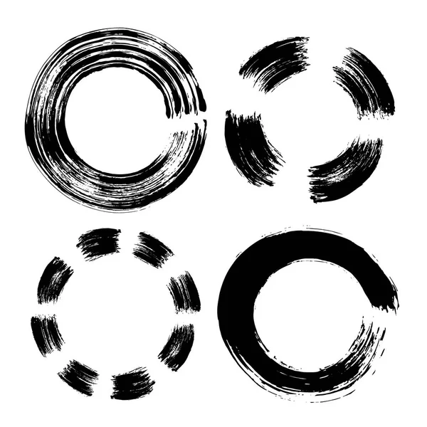 Set di cerchio disegnato a mano. Nero scarabocchi anello scarabocchiare — Vettoriale Stock
