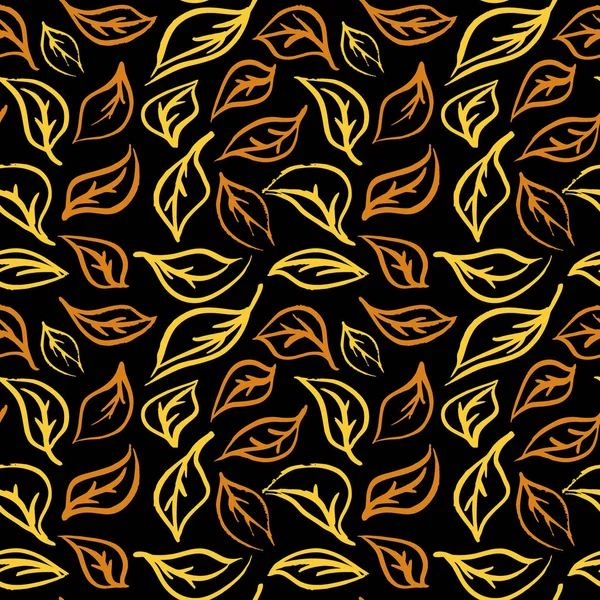 Бесшовный рисунок листвы. Золотой фон — стоковый вектор