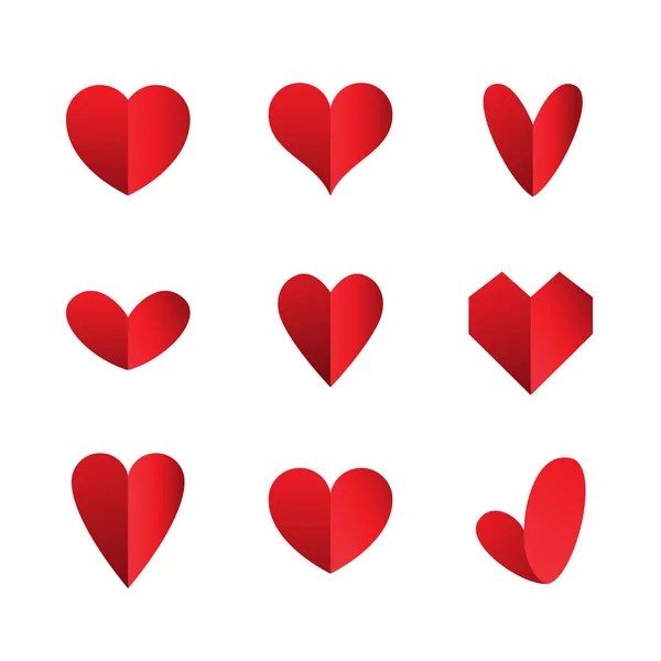 Conjunto vectorial de iconos del corazón aislados sobre fondo blanco — Archivo Imágenes Vectoriales