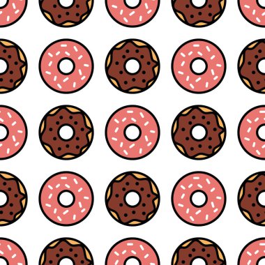 Sorunsuz çörek desen. Çörek arka plan. Vektör tasarım öğeleri