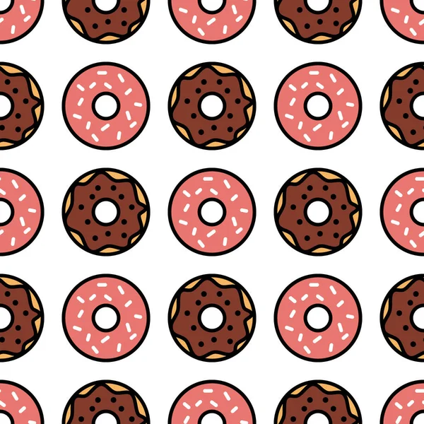 Patrón de rosquilla sin costuras. Fondo de rosquillas. Elementos de diseño vectorial — Archivo Imágenes Vectoriales