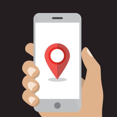 Haritalı beyaz akıllı telefon. Mobil navigasyon kavramı