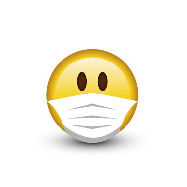 Tıbbi maske takan Emoji 'nin gülen yüzü