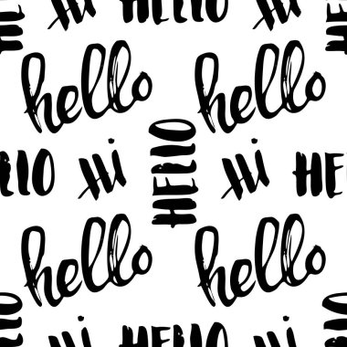 Kusursuz el yazısı harfleri. Merhaba desen. Vektör illüstrasyonu