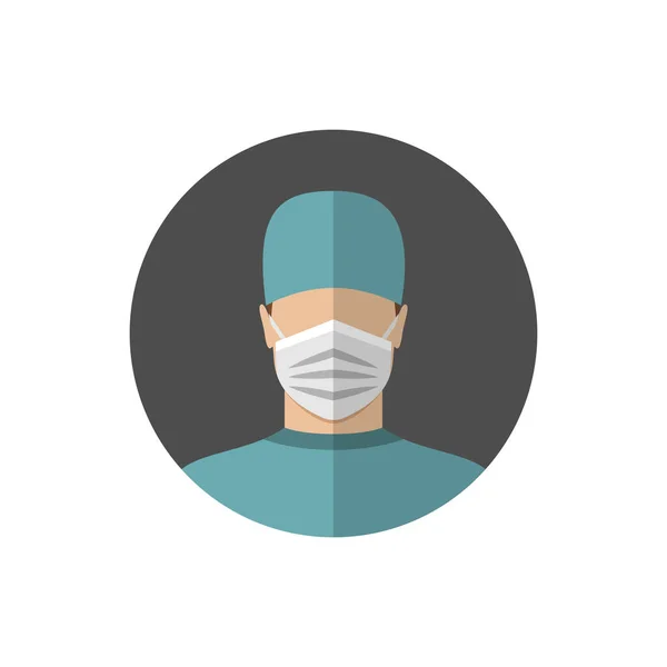 Doutor usando uma máscara médica. Ilustração vetorial de estilo plano —  Vetores de Stock
