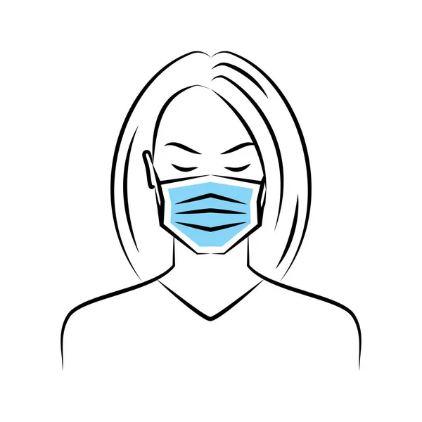 Frau in medizinischer Maske. Vektorillustration — Stockvektor